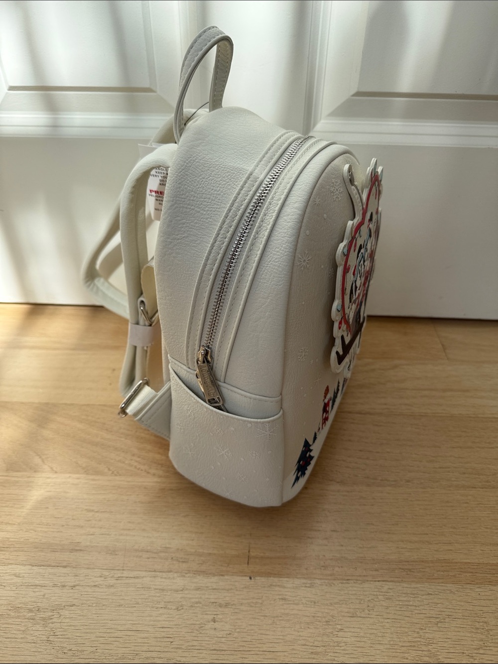 Disney White Backpack with Red and Blue Mickey & Minnie Ski Design - Picture 3 of 4